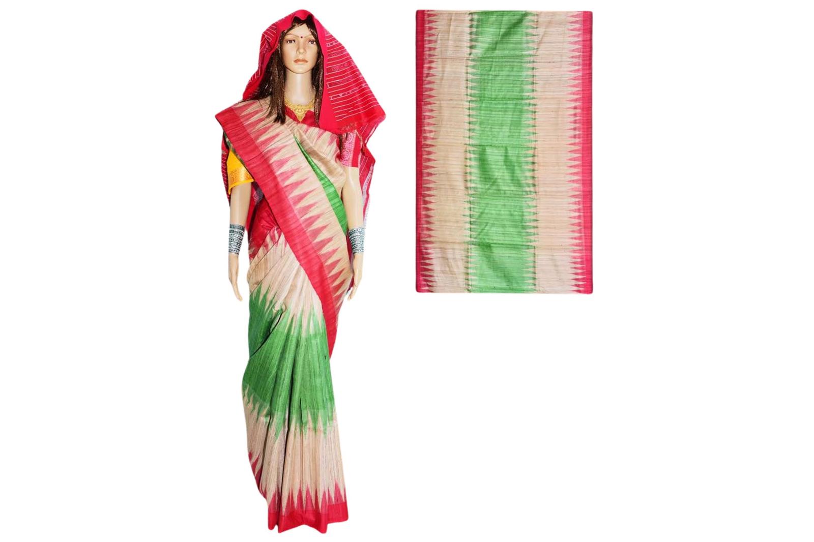 Ghicha Tusser Saree Ganga Jamuna