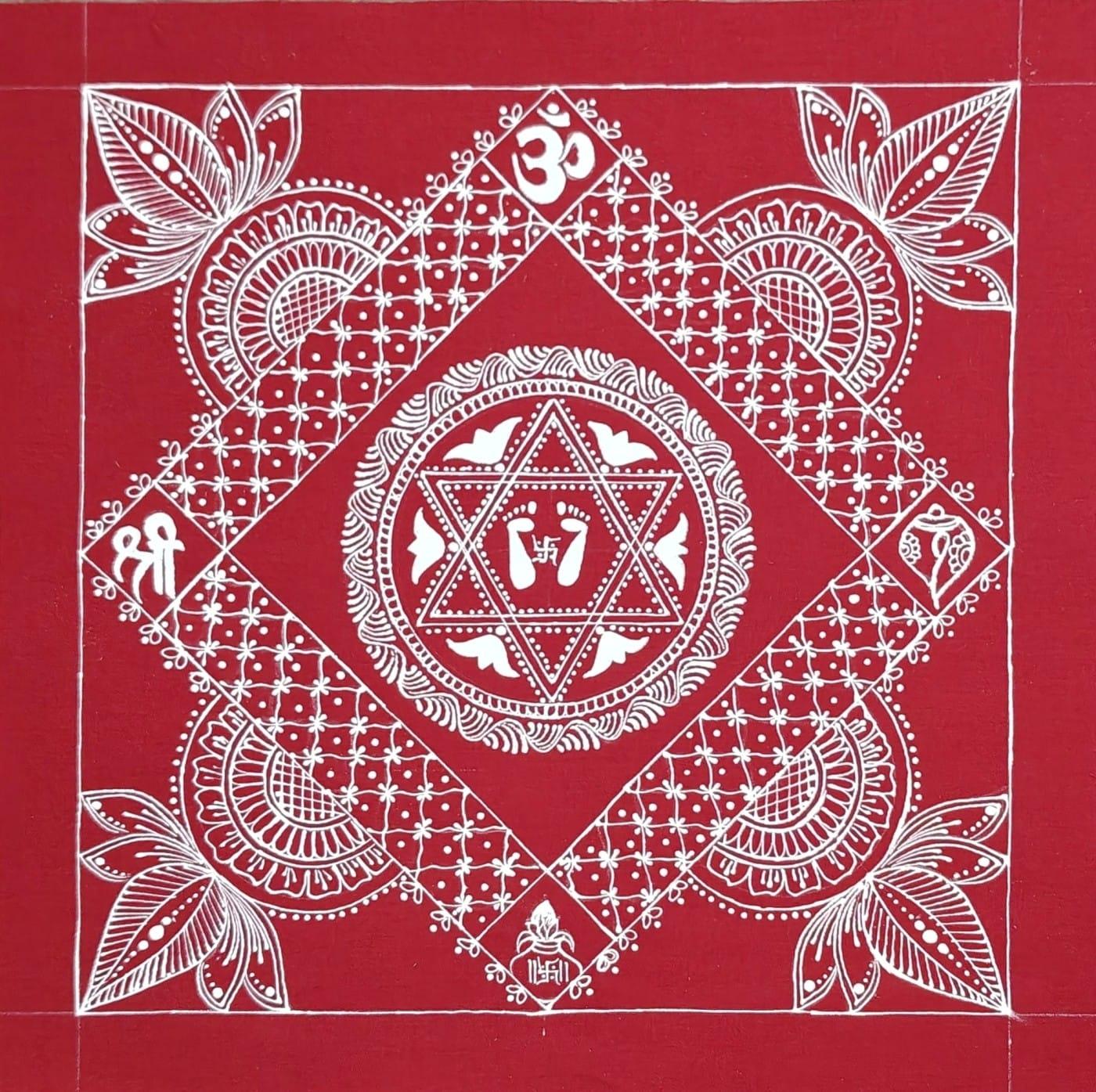 Aipanart Decorations Laxmi Pith /- ऐपण कला सजावट लक्ष्मी पीठ 1212