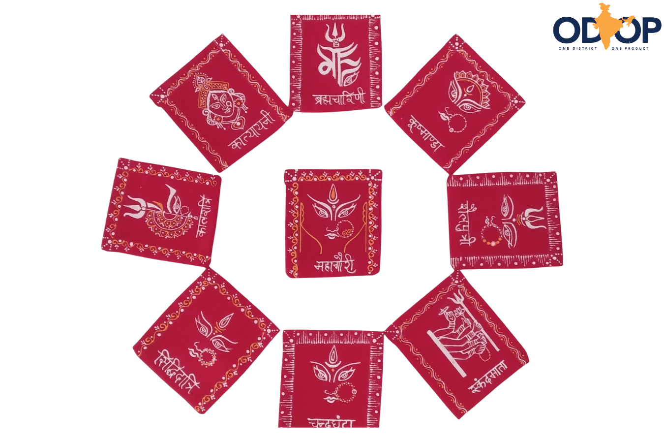 Aipanart Decorated Maa Nav Durga Rup Toran / ऐपण कला मां नव दुर्गा रूप तोरण