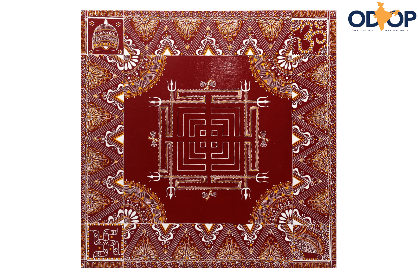 Aipanart Decoration Sri Shiv Pith Wooden Chowki / ऐपण कला सजावट श्री शिव लकड़ी की चौकी