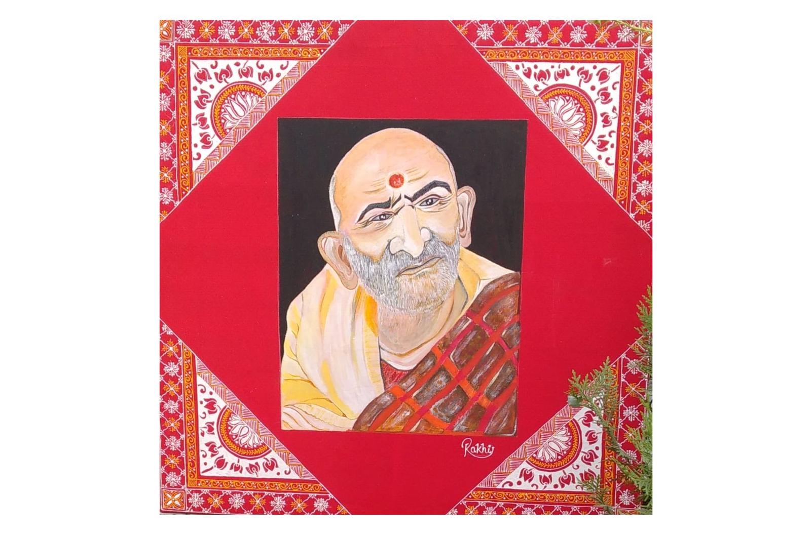 Aipanart Baba Neem Karoli Maharaj / ऐपण कला बाबा नीम करोली महाराज की पेंटिंग