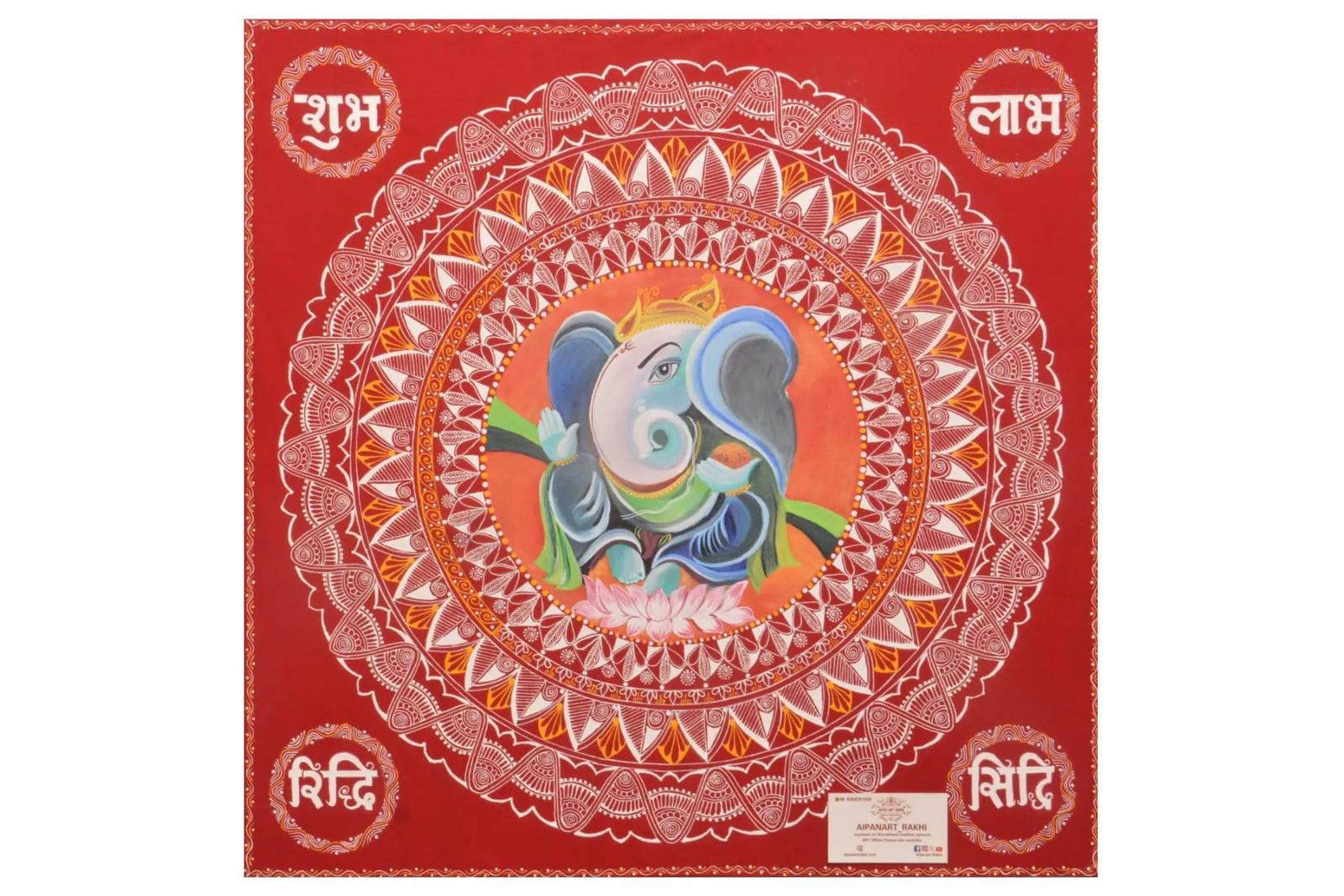 Aipanart Decorated by Sri Ganesh ji Painting / ऐपण कला श्री गणेश जी का श्रृंगार