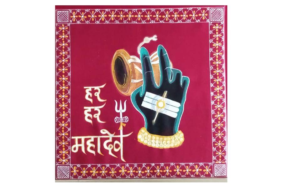 Aipanart Decoration Har Har Mahadev / ऐपण कला सजावट हर हर महादेव