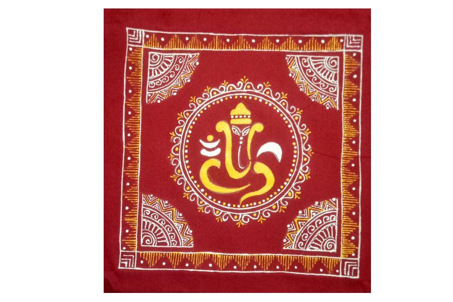 Aipanart Decoration Sri Ganesh Pith Wall Hanging / ऐपण कला सजावट श्री गणेश पीठ दीवार के लिए