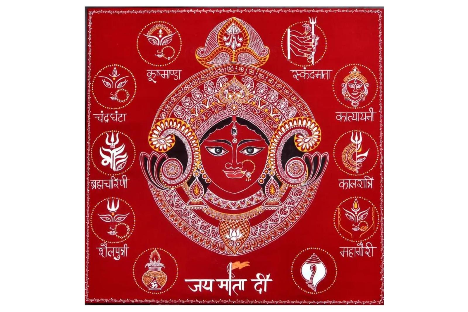 Aipanart Decorations Maa Navadurga Swaroop / ऐपण कला सजावट माँ नवदुर्गा स्वरूप