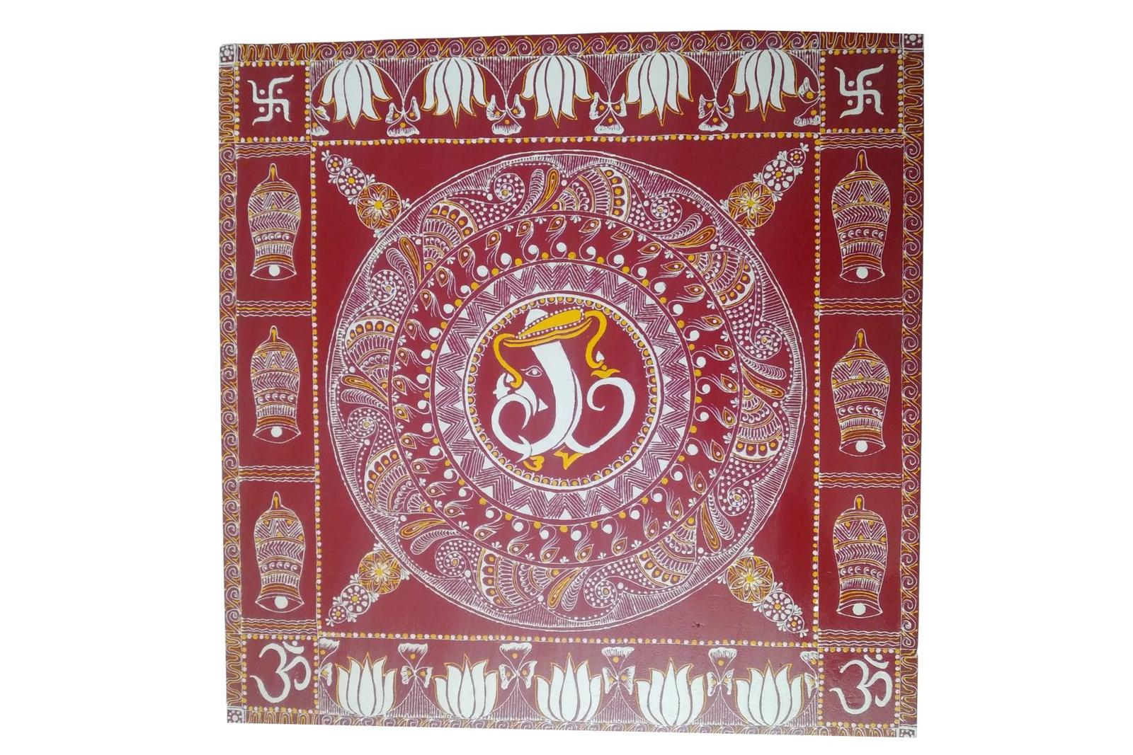 Aipanart Ganesh Chowki /- ऐपण कला गणेश चौकी