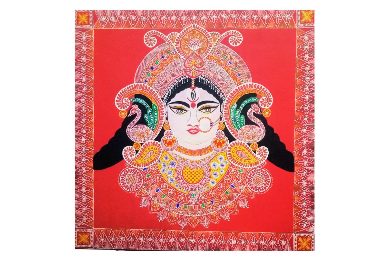 Aipanart Maa Durga Painting / ऐपण कला मां दुर्गा पेंटिंग