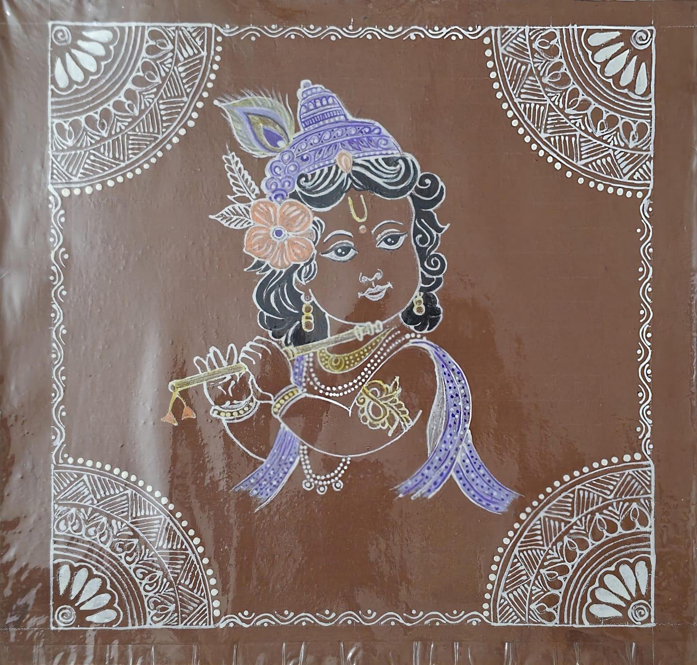 Aipanart Decoration Sri Krishna Murari / ऐपण कला सजावट श्री कृष्ण मुरारी CCKGM 1212