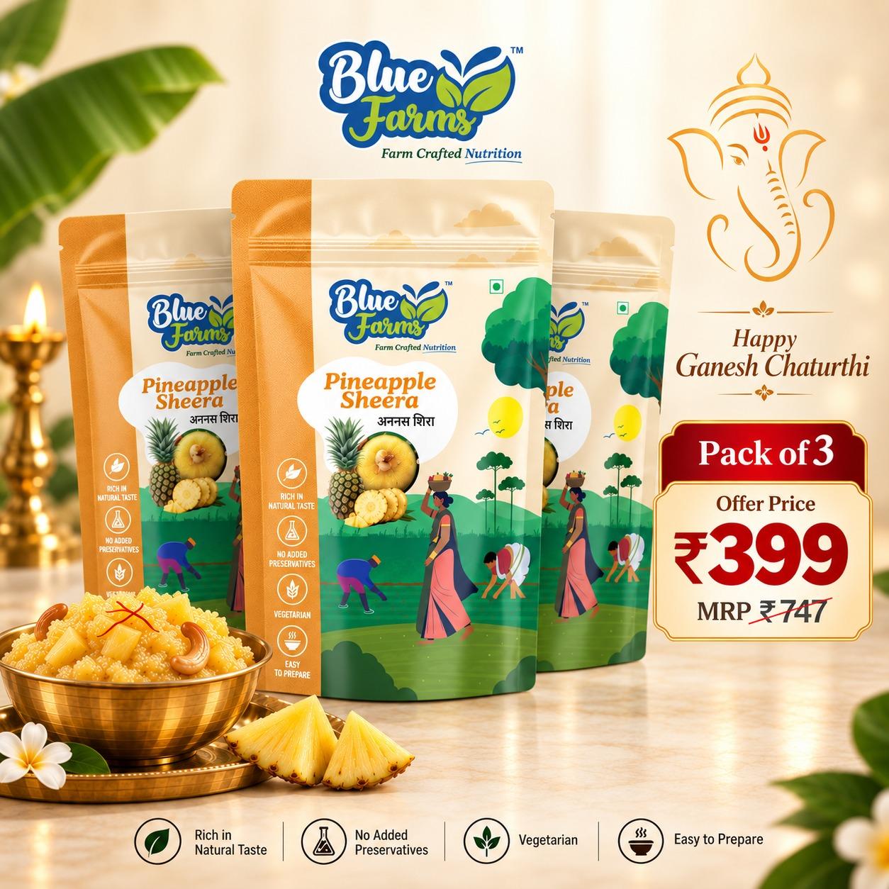 Ganpati Special Pineapple Sheera Combo – Pack of 3