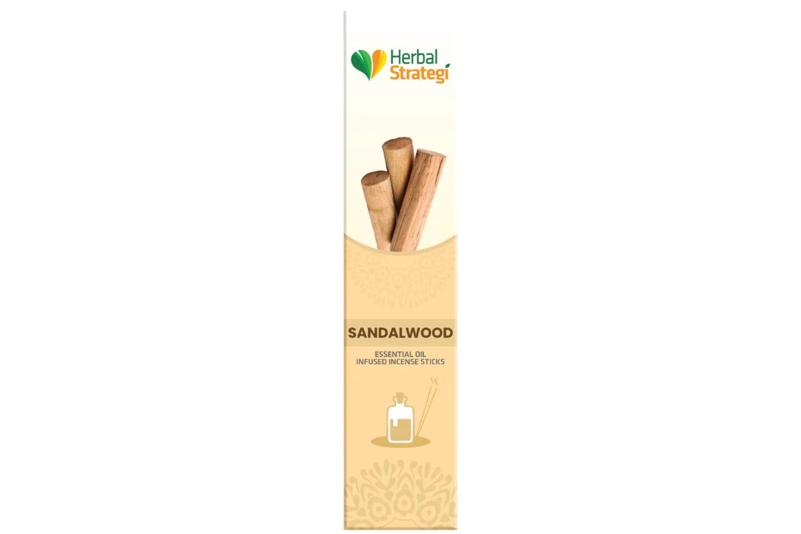 Herbal Strategi Sandalwood Essential Oil Infused Incense Sticks