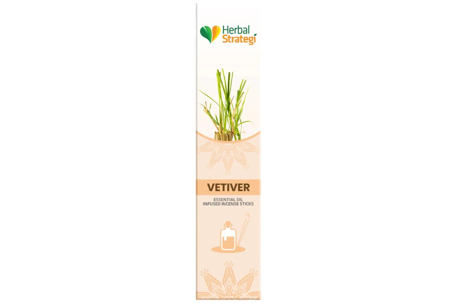 Herbal Strategi Vetiver  Essential Oil Infused Incense Sticks