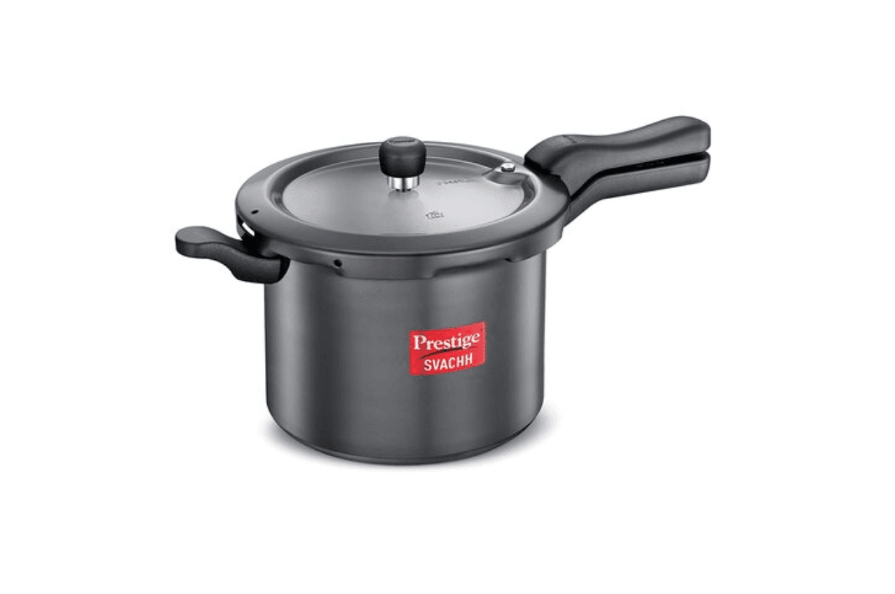 Prestige Svachh Hard Anodised Spillage Control Pressure Cooker, 7.5 L (Black)