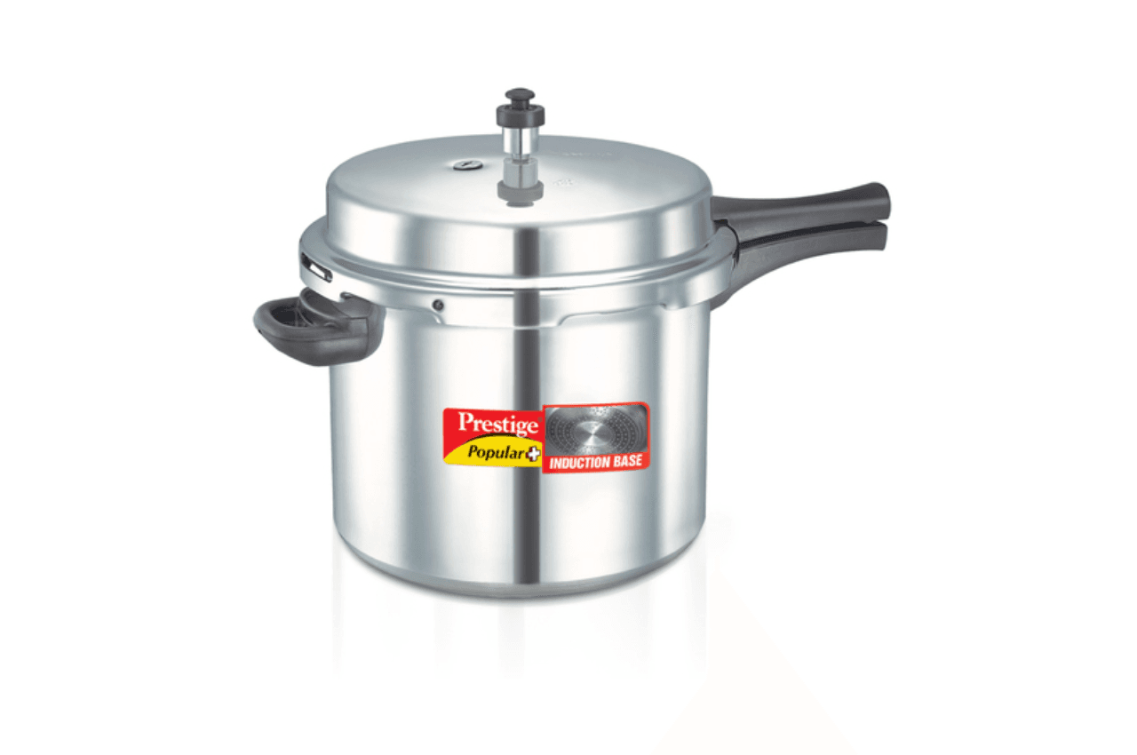 Prestige Popular Plus Virgin Aluminium Gas and Induction Compatible Pressure Cooker, 10 L (Silver)
