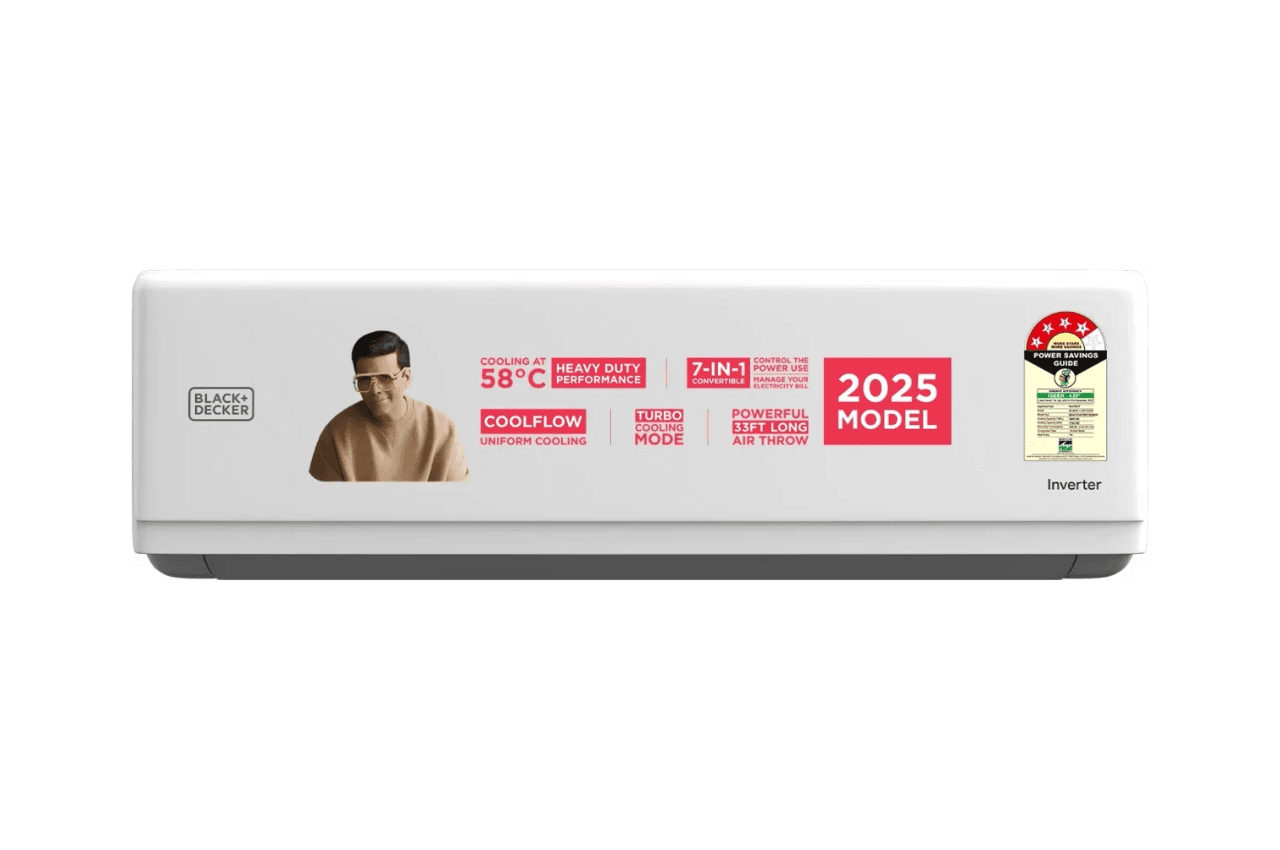 BLACK+DECKER 2025 Model 1.5 Ton 4 Star Heavy Duty Split Inverter AC - White  (BXACD3I415BP1IN, Copper Condenser)