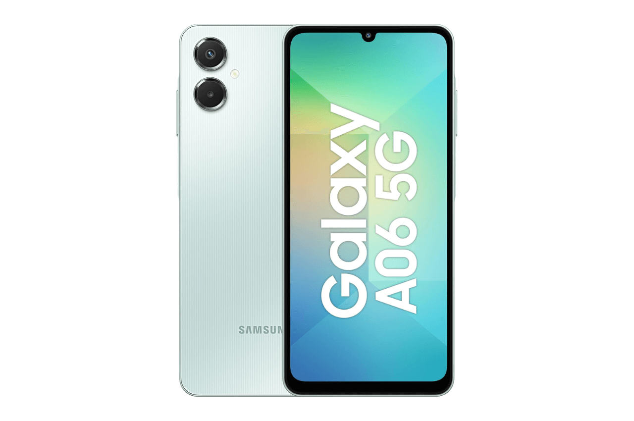 Samsung Galaxy A06 5G (Light Green, 4GB RAM, 128GB Storage) | 50MP Dual Camera | 4 Gen OS Upgrades | IP54 Rating | Voice Focus