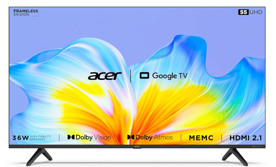 acer 139 cm (55 inches) Advanced I Series 4K Ultra HD Smart LED Google TV AR55GR2851UDFL (Black)