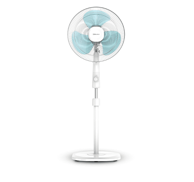 Bajaj Armor Series Fuzion 400mm Pedestal Fan for Home | DuraBreeze Pro Technology | Surge Protection | 100% Copper Motor | High Air Delivery | 3 Years Warranty 【White & BlueTint】