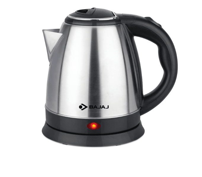 Bajaj KTX 1.5 Litre DLX Electric Kettle | 1350W Kettle With Stainless Steel Body | Cordless Operation | Auto Shut-Off Mechanism | 2-Yr Warranty 【Silver & Black】
