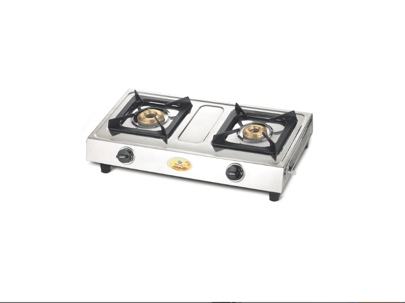 Bajaj Popular Eco Gas Stove | 2-Burner | Stainless Steel | ISI Certified | Open | 2 Yr Warranty 【Silver】