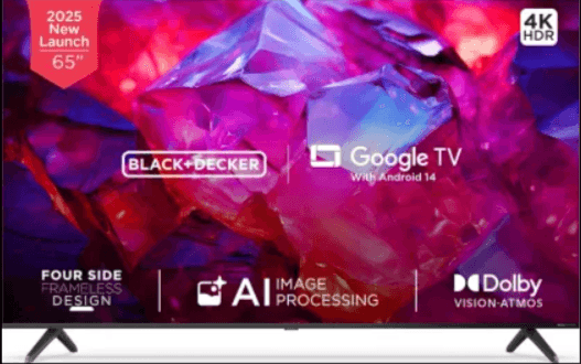 BLACK+DECKER 65-INCH PRISM Series 4K QLED TV (Model: BXTVGU65UD2875NTIN)