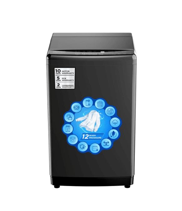 Black+Decker 8.0 Kg 5 Star Fully-Automatic Top Loading Washing Machine(BXWDB21VH80ADIN, Mid Black,12 Wash Programs,In-Built Heater,BLDC Motor)