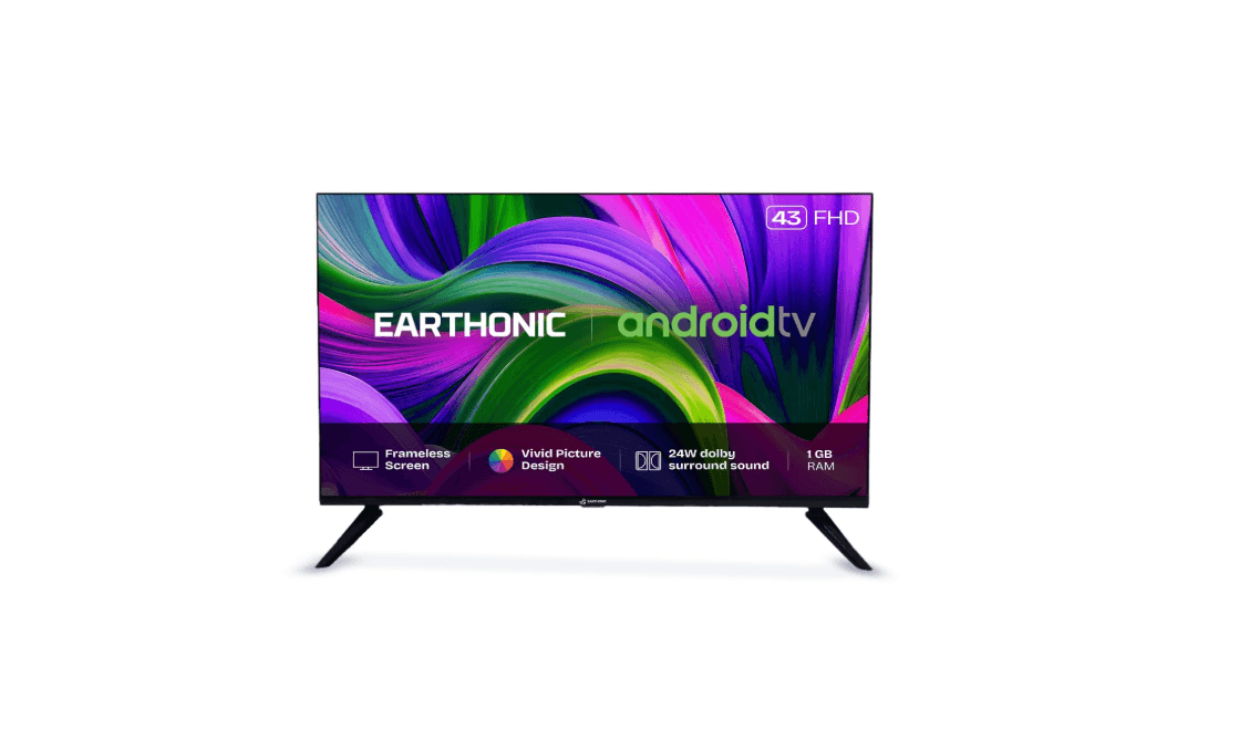 EARTHONIC 43-Inch (109 cm) Full HD Smart Android LED TV | Built-in Wi-Fi 1920x1080 Resolution | Made in India | HDMI, USB (E43FHD9AO Fighter model)