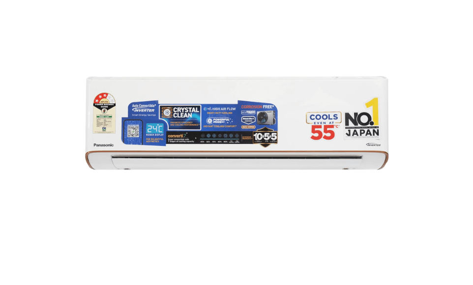 Panasonic EU 7 in 1 Convertible 1.5 Ton 3Star Inverter Split,(100% Copper Condenser, CS/CU-EU18BKY3), 55°Tested, PM0.1 Filter,2 Way Swing, High CFM & Eco tough Outdoor Crystal Clean Technology