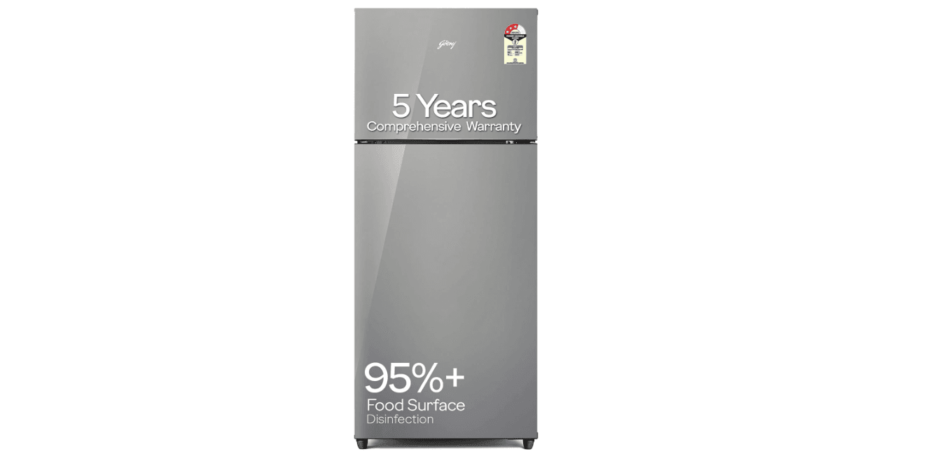  Godrej 238 L Frost Free Double Door 3 Star Refrigerator  with Advanced Inverter and 95%+ Food Surface Disinfection (RT EONALPHA 270BN RI ST GL) 52141501SD03867
