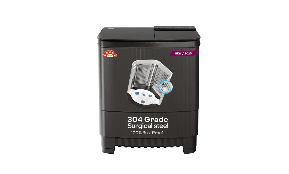 Godrej 8 Kg 5 Star, With Soft Shut Wash Lid, Semi-Automatic Top Loading Washing Machine (WSEDGE ULTS 80 5.0 DB2M CSGR, Crystal Grey, Stainless Steel Wash and Spin Drum)
