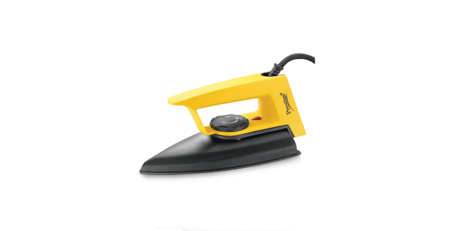 Prestige Magic Magnite 750W Dry Iron|Greblon Non-Stick Coated Sole Plate|Wide Range Of Fabric Interface|Light Weight|Neon Indicator Light|2 Years Warranty|Yellow & Black
