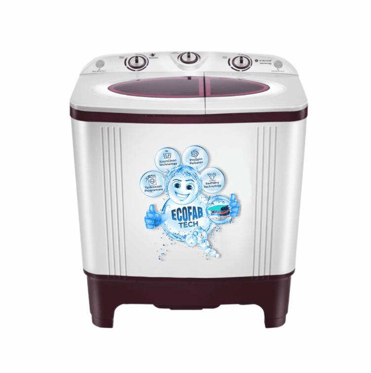 SINGER Maestroclean Washing Machine 7 KG (Semi Automatic Top Load Maroon & White)