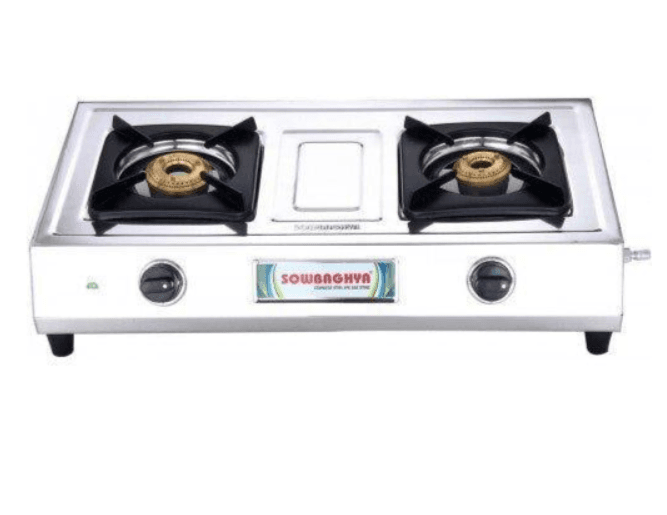 Sowbaghya Gas stove 2 Burner Stainless Steel Gas Stove 2 years warranty(SSGS01 )