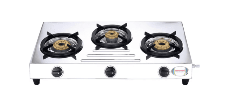 Sowbaghya Gas stove 3 Burner Stainless Steel Gas Stove 2 years warranty (SSGS02)