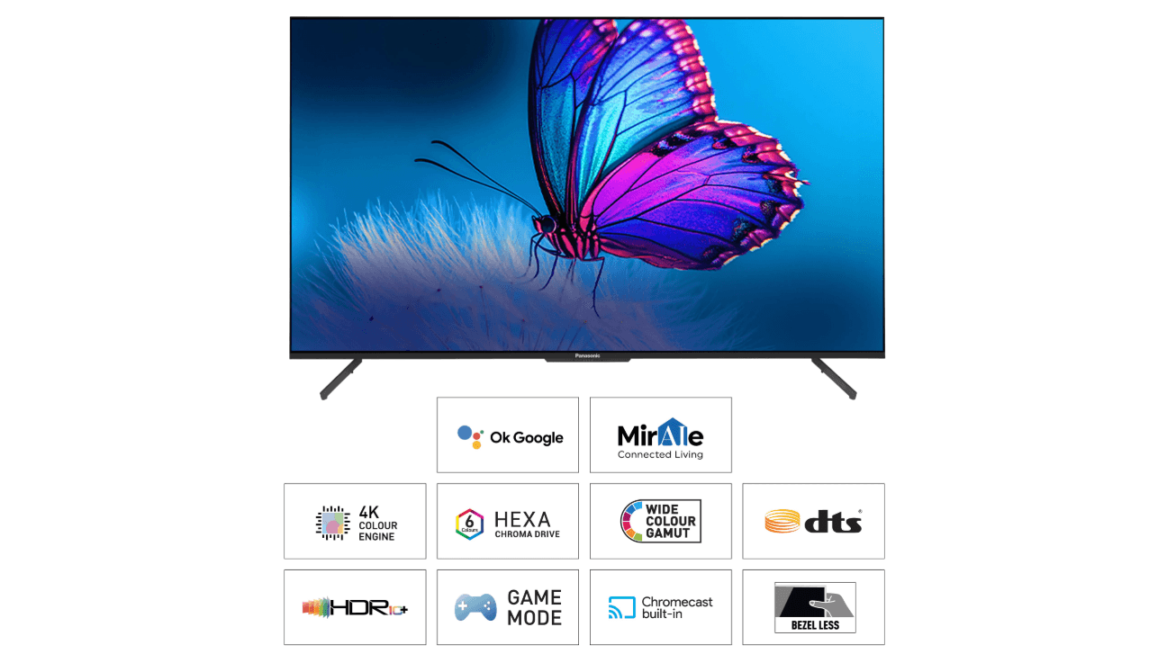 Panasonic TH-65PX740DX - 4K TV 1.64m (65 Inches), Screen Type: LED, TV Type: Google TV, Receiving System: ATV/DVB-S/S2 (future Ready), Resolution: 4K, Bezel Type: Bezel-less Picture Quality
