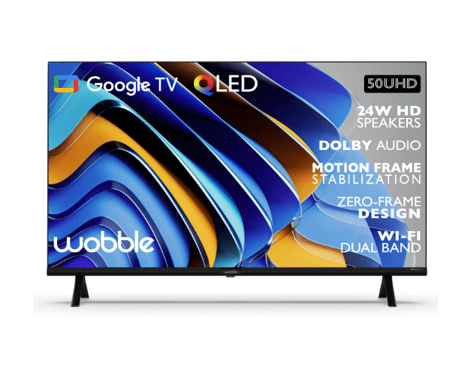 Wobble 127 cm (50 inches) QD Series 4K Ultra HD Smart QLED Google TV WB50GTAW9602QD (Black)