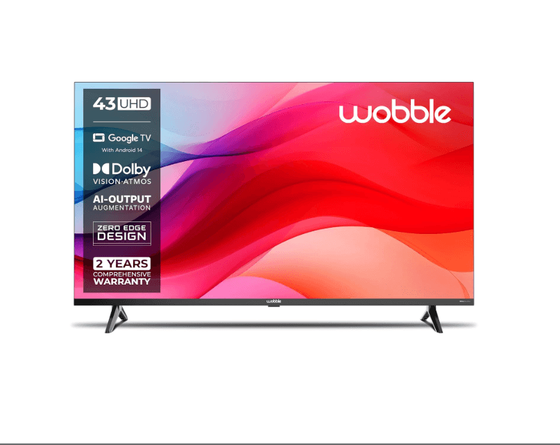 Wobble 108 cm (43 inches) P Series 4K UHD Smart LED TV with Google TV 5.0 (Black) WB43UDPGU2875BD