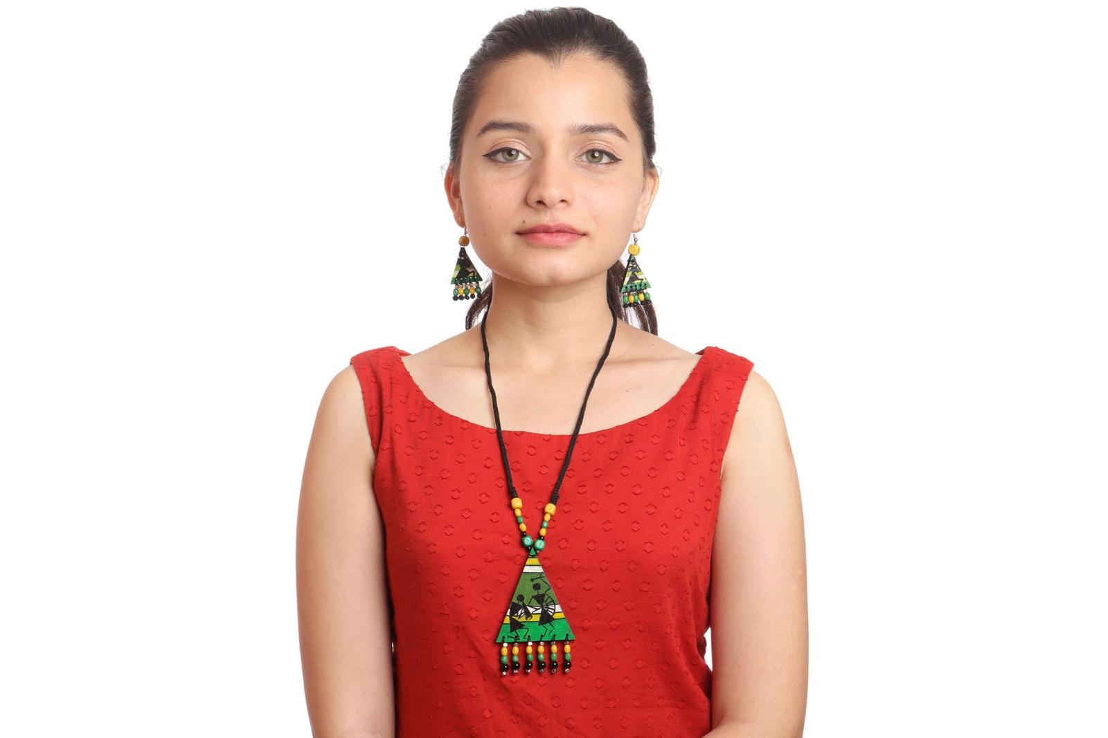 Warli Hand Painted Necklace Set