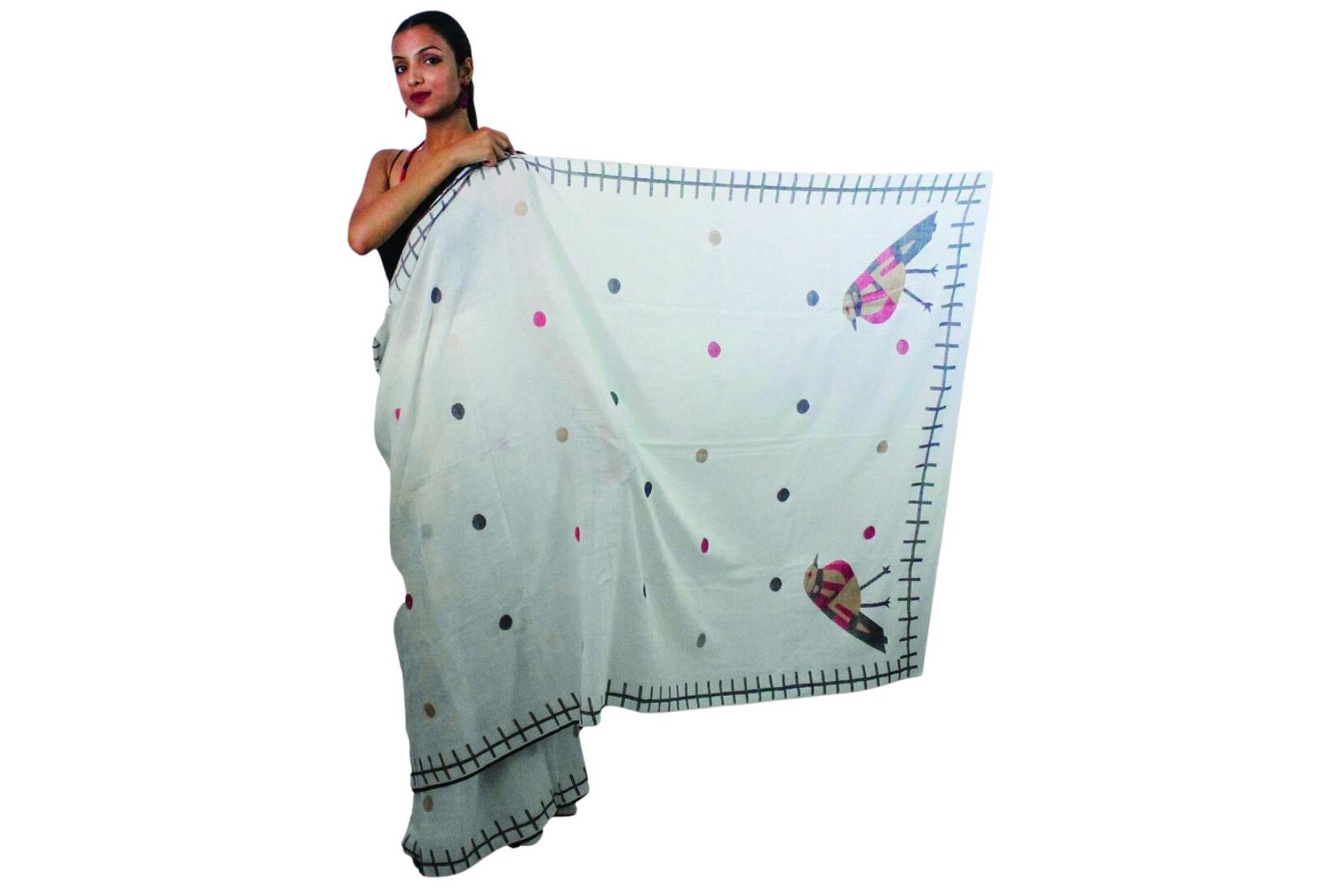 Handwoven Pink bird Saree