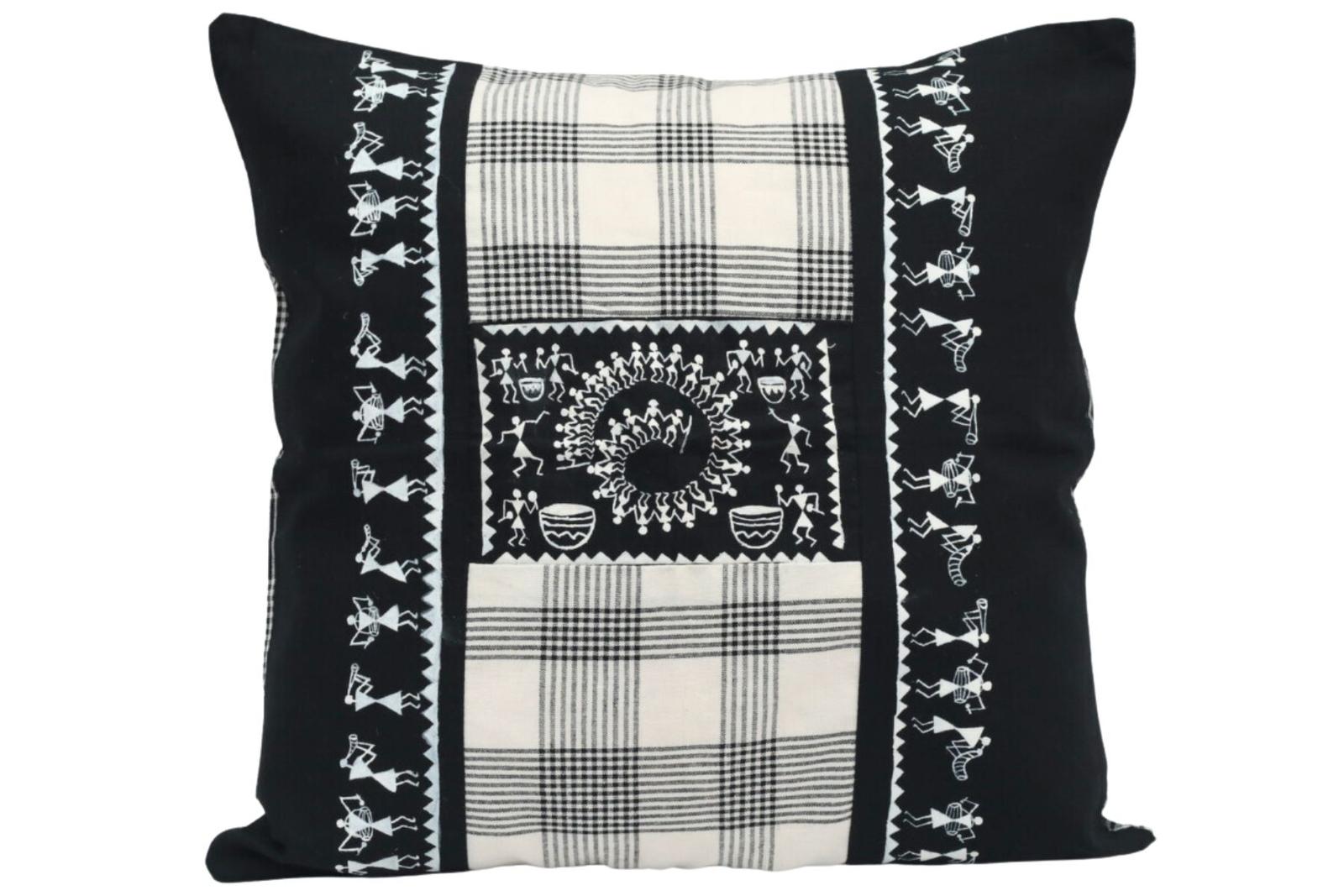 Warli Hand Painted Cushion Cover