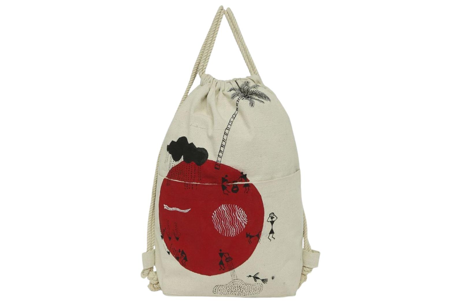 Warli Hand-Painted Sack Bag