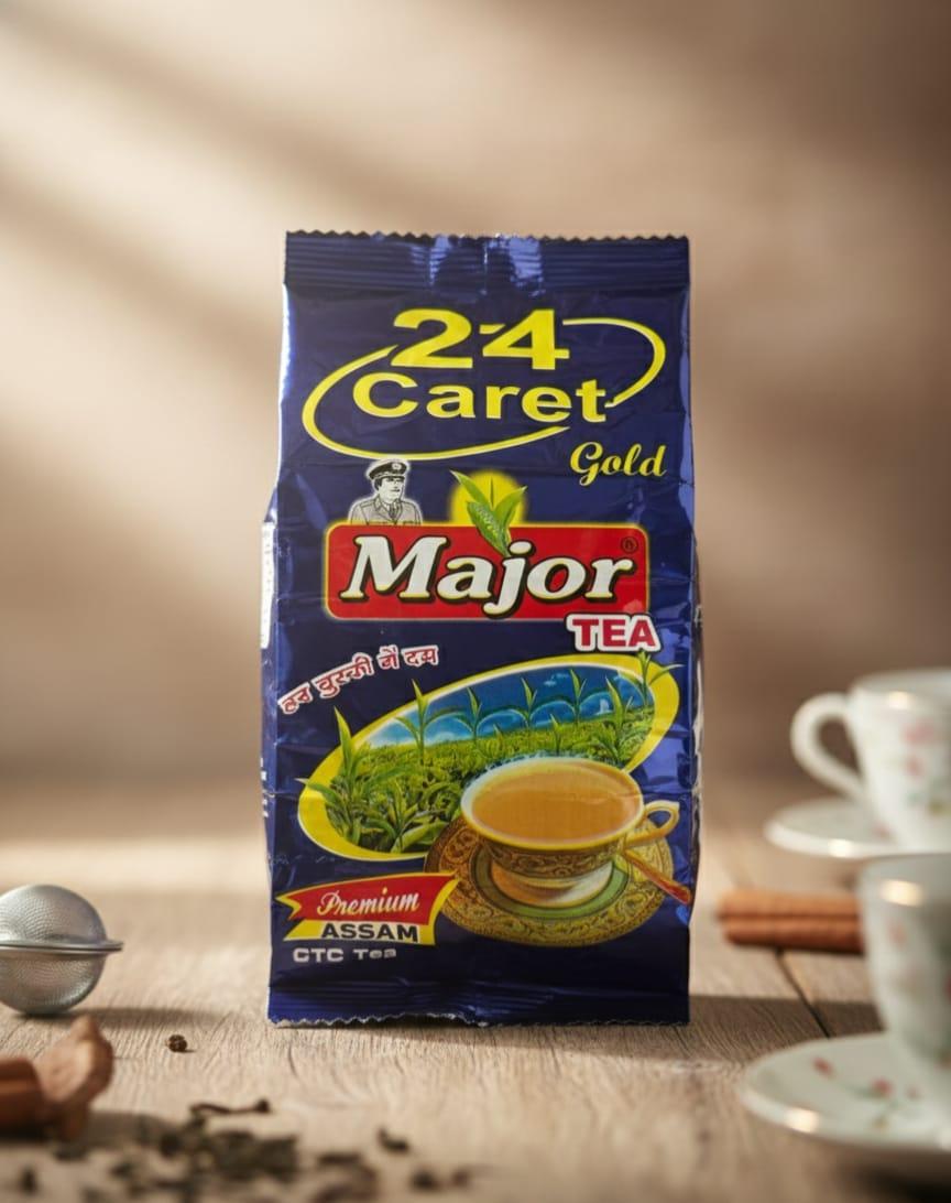 Major Flavour 24 Caret Premium Tea | Royal Blend of CTC & Long Leaf | Rich Aroma & Golden Liquor | High-Antioxidant Morning Tea