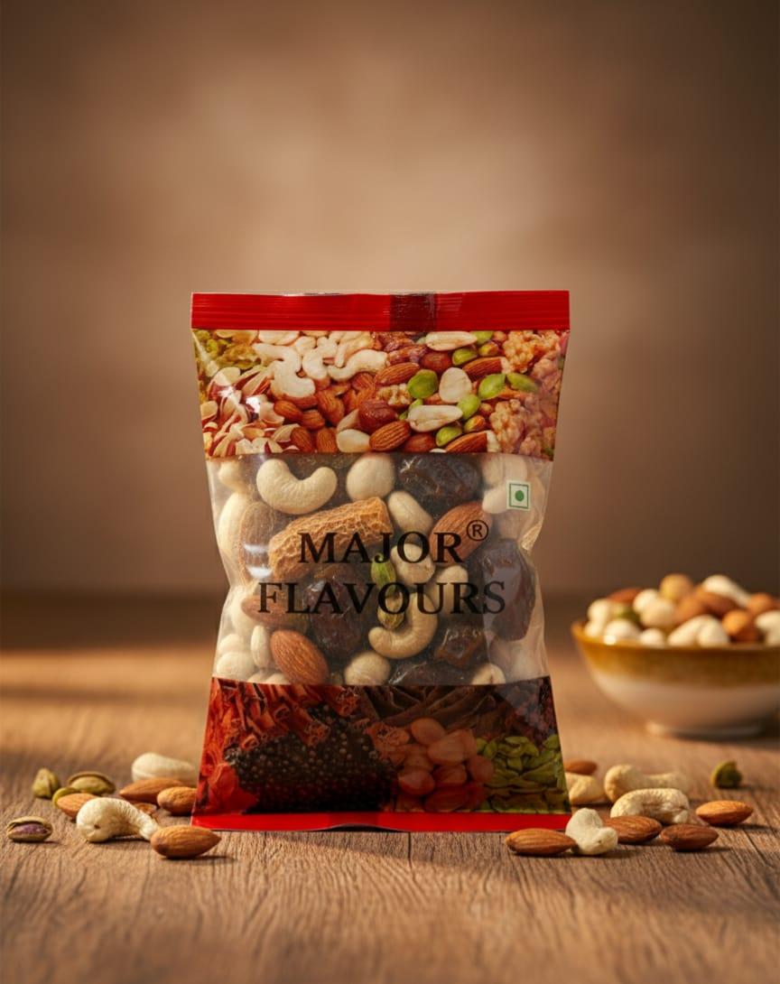 Major Flavour Premium Panch Mewa | Ultimate 5-in-1 Dry Fruit Mix | Almonds, Cashews, Raisins, Dates & Makhana | Daily Vitality Booster
