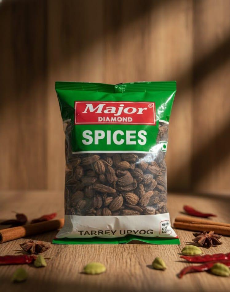 Major Flavour Premium Big Black Cardamom (Badi Elaichi) – Jumbo Moti Grade | 100% Natural & Bold Pods | Intense Smoky Aroma for Biryani, Pulao & Meat Dishes