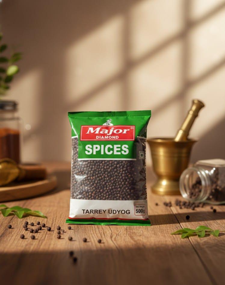 Major Flavour Premium Black Pepper Whole (Kali Mirch) – Peppercorns | 100% Natural & Steam-Washed for Purity | High Piperine Content for Immunity & Metabolism