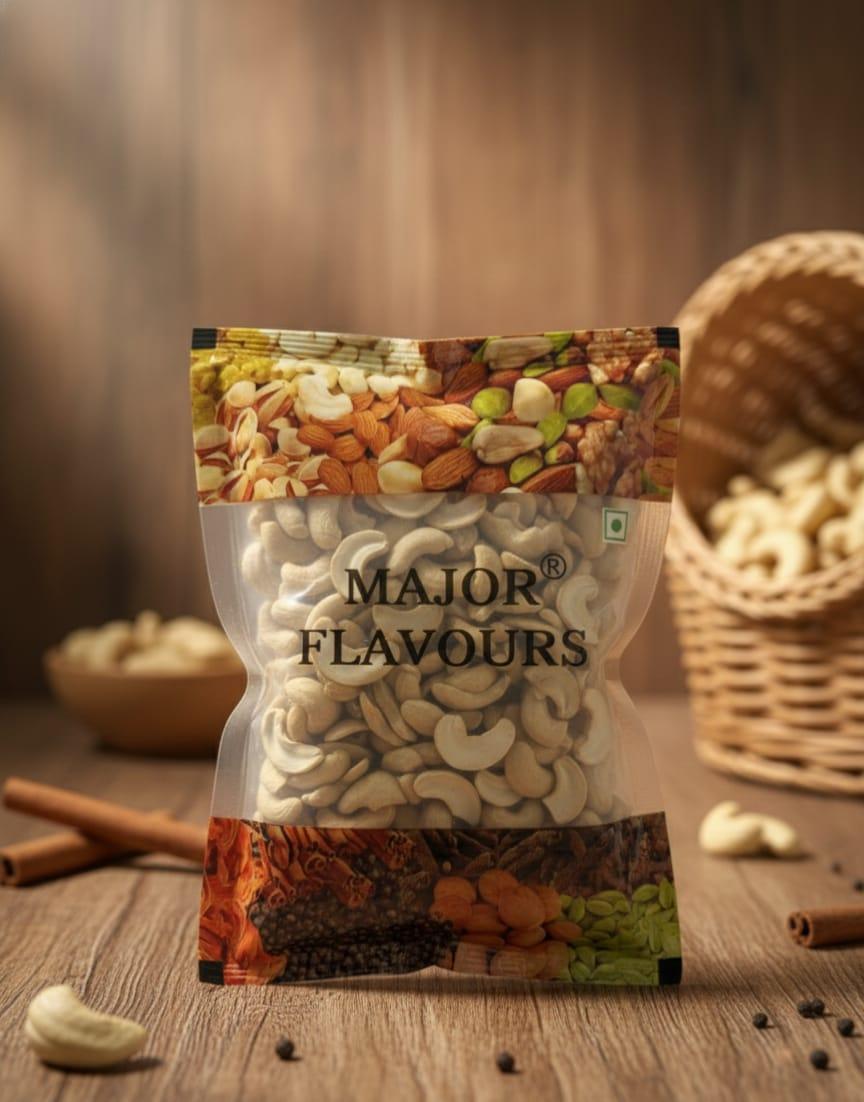 Major Flavour Premium 2-Piece Cashews  – Milky White Kaju Splits | Perfect for Rich Gravies, Kheer & Sweets | 100% Natural, Crunchy & High Protein