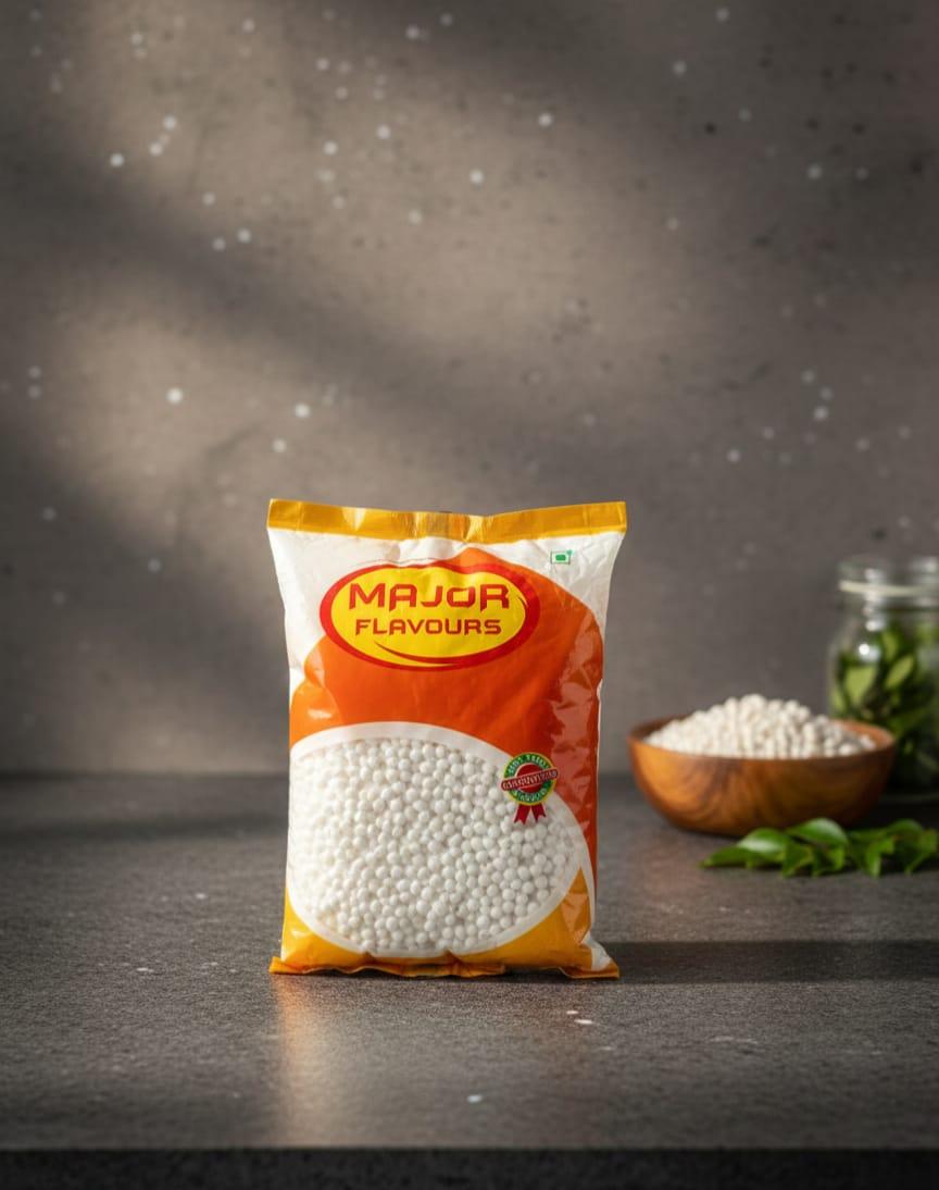 Major Flavour Premium Sabudana (Sago Pearls) – High-Starch Non-Sticky Quality | Perfect for Khichdi & Vada | 100% Pure Tapioca Pearls