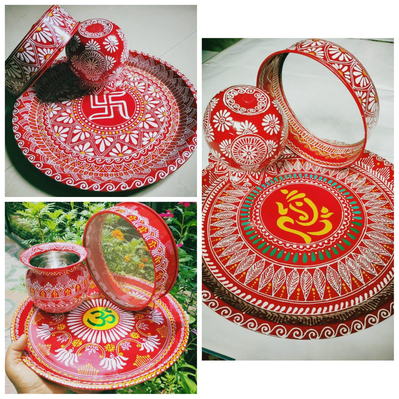 Hand Painted Karwa Chauth Thali Set