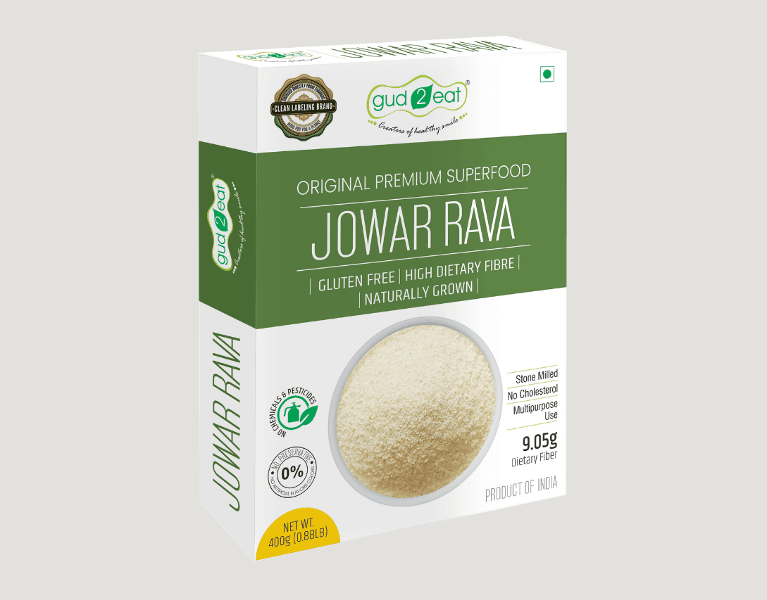 Gud2eat Jowar Rava – Wholesome & Gluten-Free | 100% Natural | No Preservatives – 400g