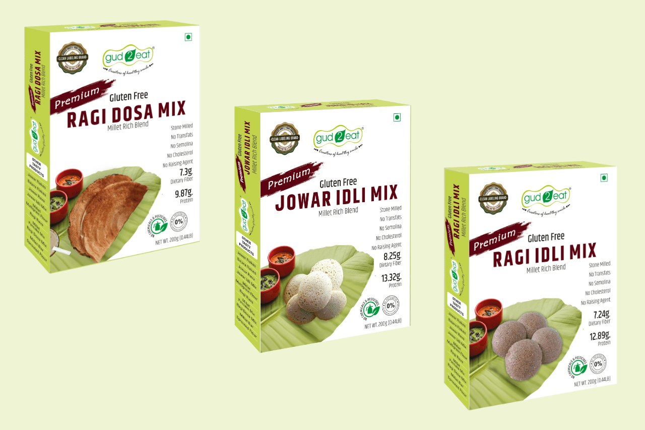 Gud2eat MILLET MIXES (Buy Jowar Idli & Ragi Idli and Get Ragi Dosa Free) 