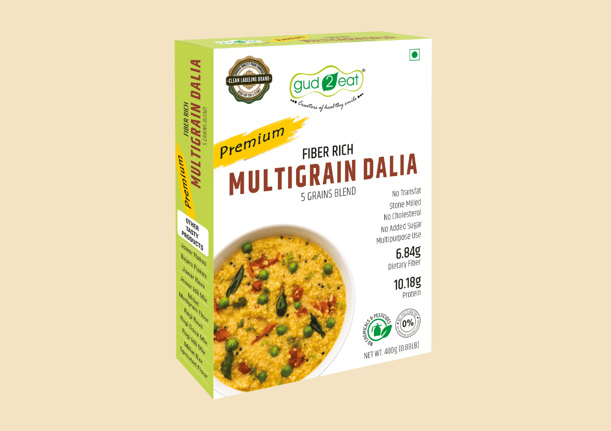 Gud2Eat Multigrain Dalia | High Fibre & Protein | Heart-Healthy & Gut-Friendly | Rich Breakfast – 400g